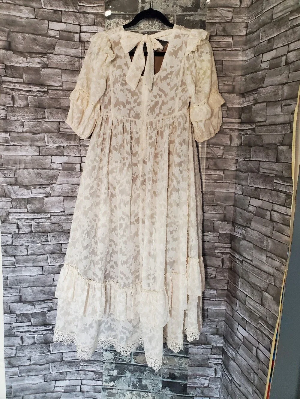 Joyfolie Kassia Maxi Dress Bohemian Cottagecore Vintage-inspired Hi-lo Lace‎ 12